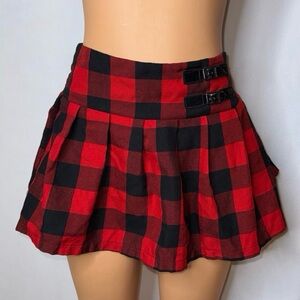 Red and Black Checkered Mini Skirt